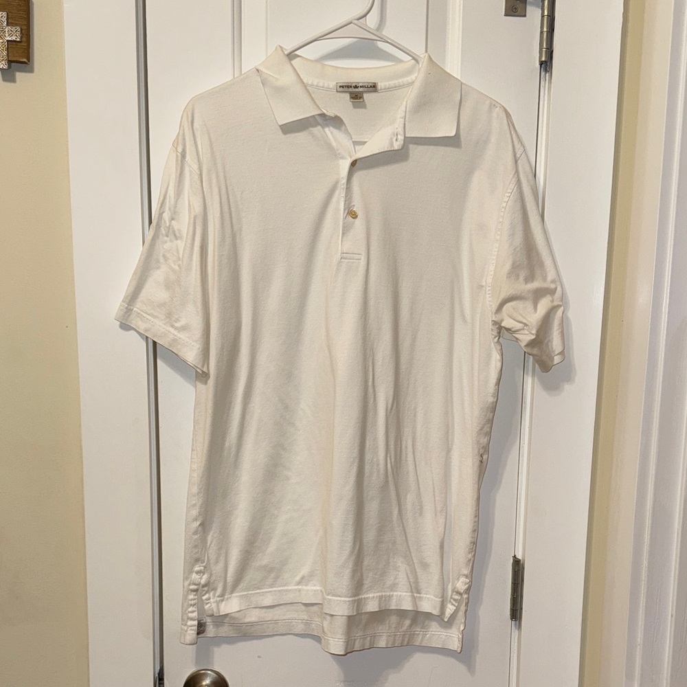 Mens Peter Millar Medium Classic White Polo Shirt